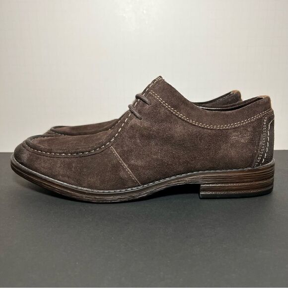 Mens CLARKS Delsin Rise Brown Leather Oxford Shoes / Size 8 Medium - Picture 4 of 10